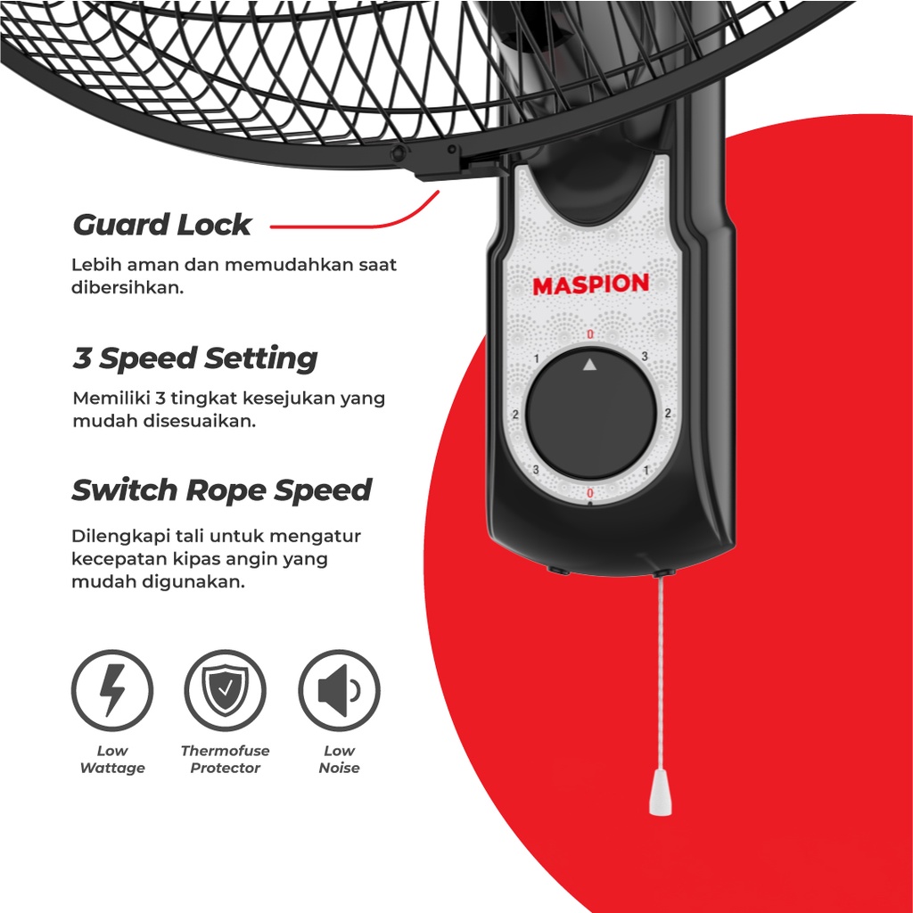 Maspion Kipas Dinding Wall Fan 16 Inch - MWF-1609 K | MWF1609K
